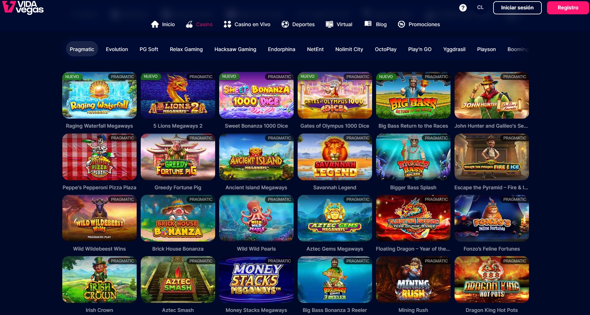 Proveedores de juegos en VidaVegas