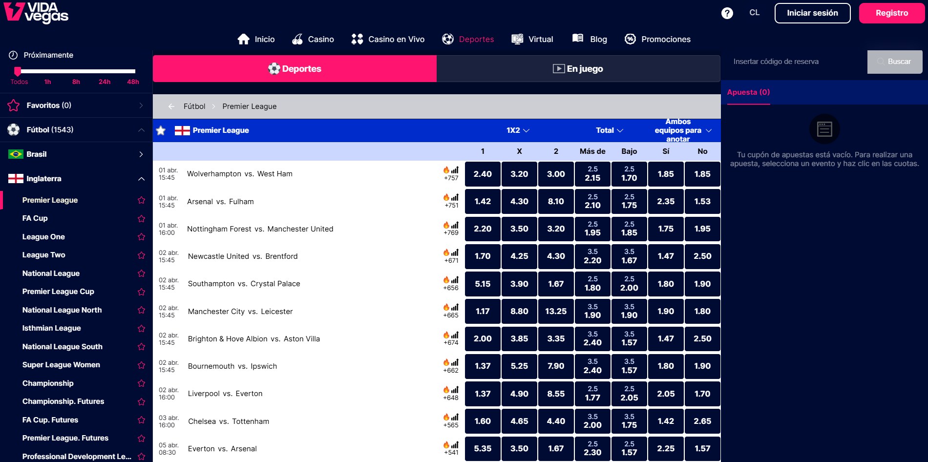 Apuestas Premier League