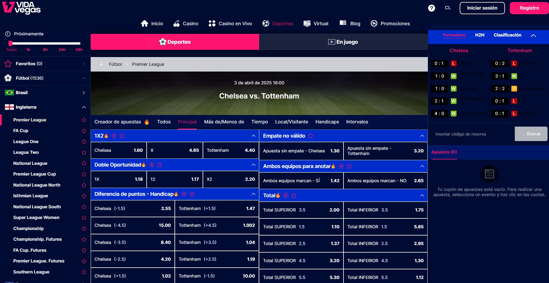 Apuestas Premier League en VidaVegas